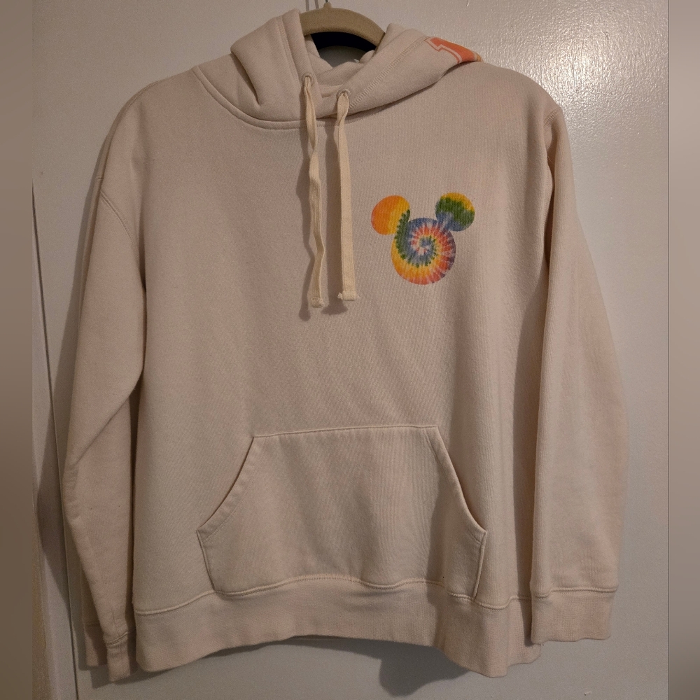 Disney Cream Hoodie with Tie-Dye Mickey Mouse